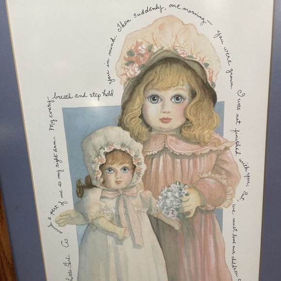 1980s Framed Print My Little Girl D. Morgan Vintage Mother Daughter 13” x 24” - Picture 4 of 9